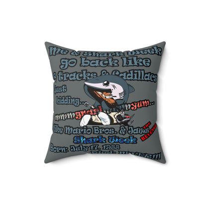 shark week - Spun Polyester Square Pillow - (dark grey)