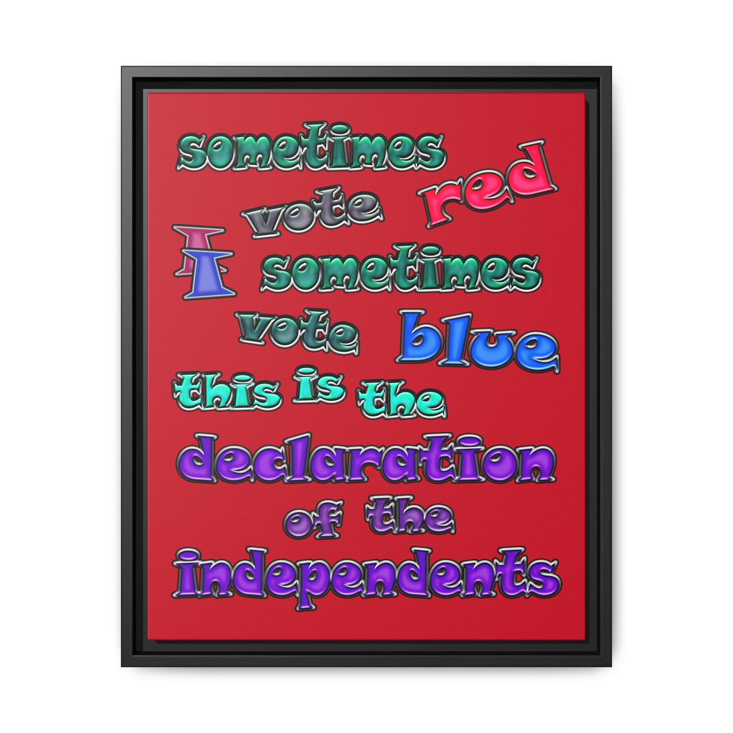 declaration of the independents - framed canvas art (dark red)