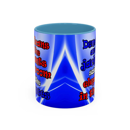 donkeys and elephants - Accent Mug (blue-white wave)