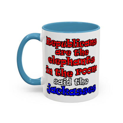 donkeys and elephants - Accent Mug (white)