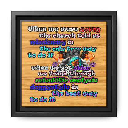 doggystyle - framed canvas art (butterscotch wood finish)