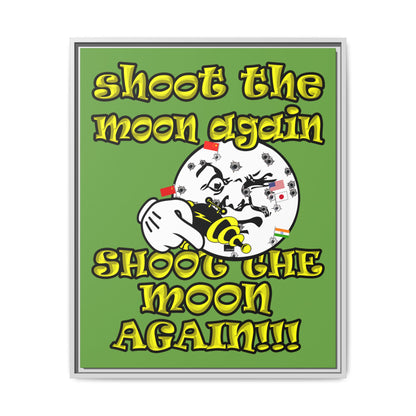 shoot the moon again - framed canvas art (green)