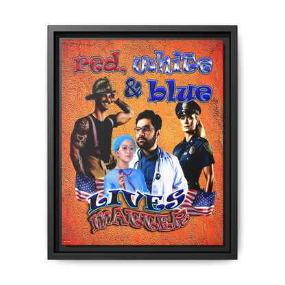 rw&b lives matter - framed canvas art (burnt orange)