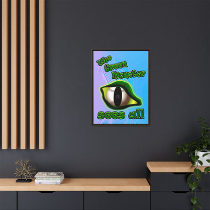 green monster - framed canvas art (light blue-purple wave)