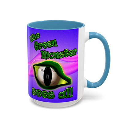 green monster - Accent Mug (purple-pink wave)