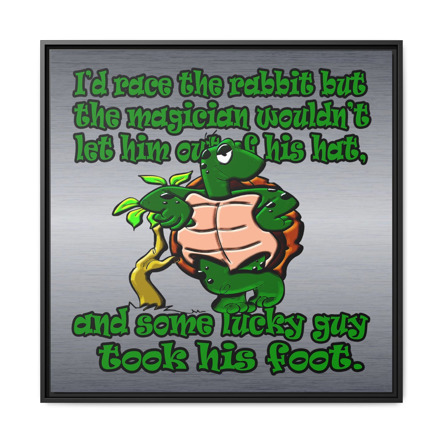 turtle race - framed canvas art (brushed nickel)