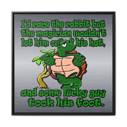turtle race - framed canvas art (brushed nickel)