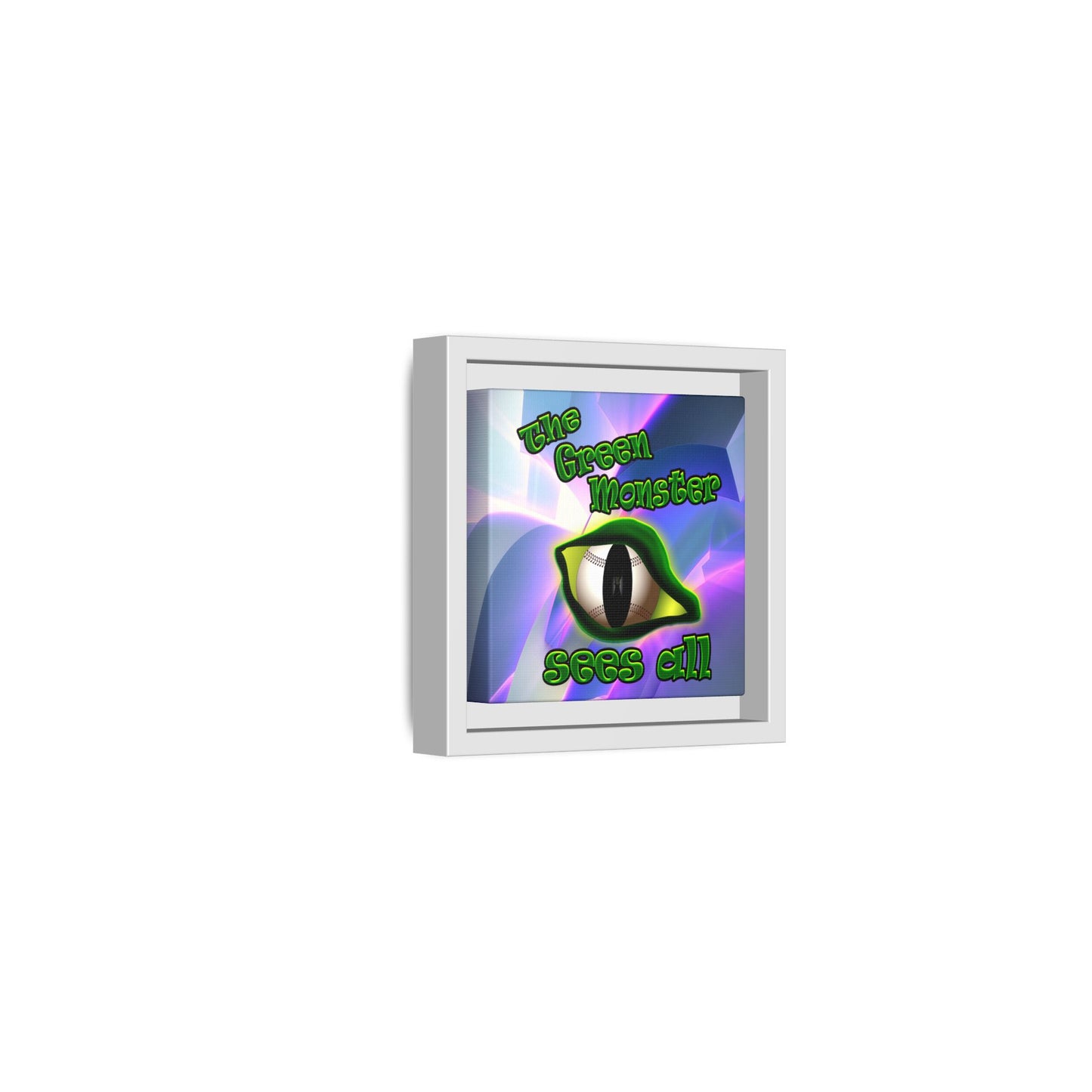 green monster - framed canvas art (grey-pink wave)