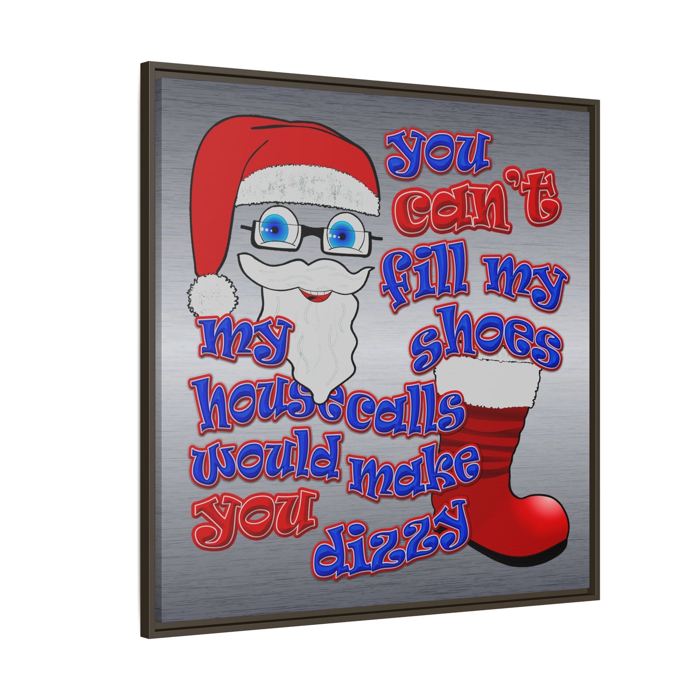 santa's shoes - framed canvas art (brushed nickel)