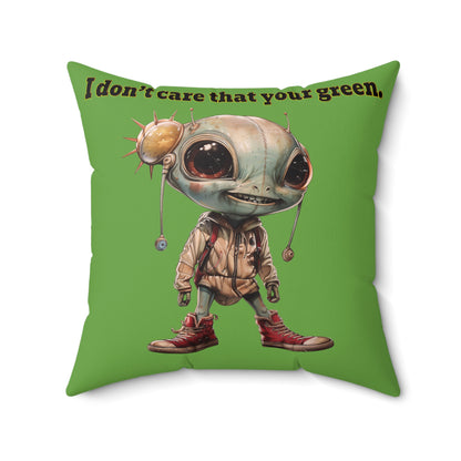 I don't care that your grey - Faux Suede Square Pillow - (green)