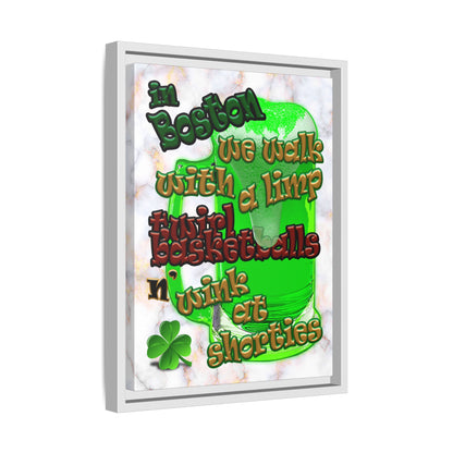 celtics logo - framed canvas art (white marble)