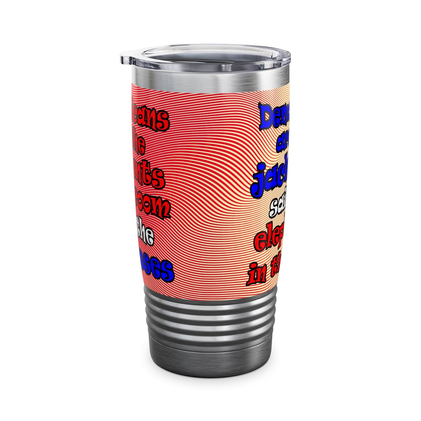 donkeys and elephants - Ringneck Tumbler, 20oz (yellow-orange wave)