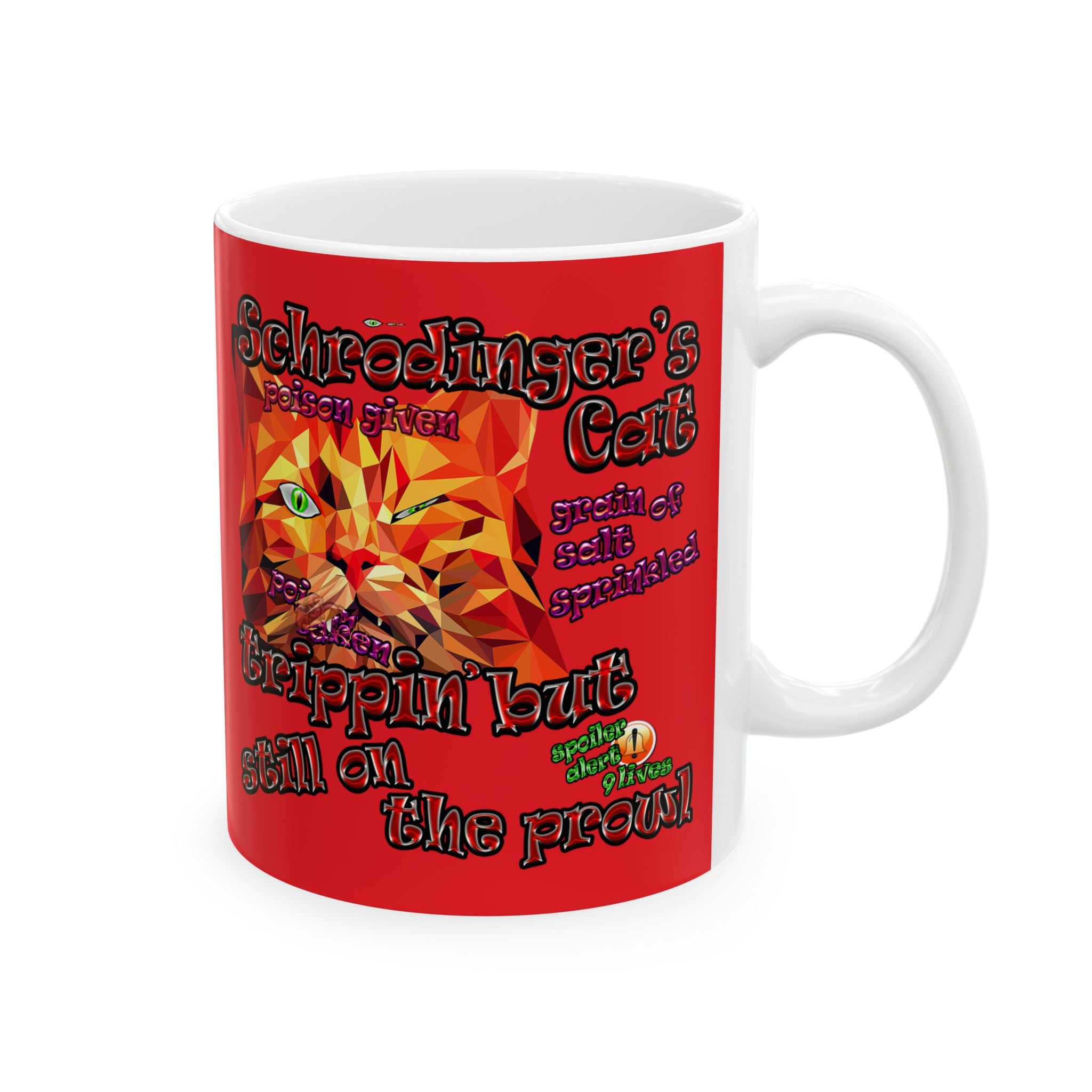 schrodinger's cat - White Mug (red)