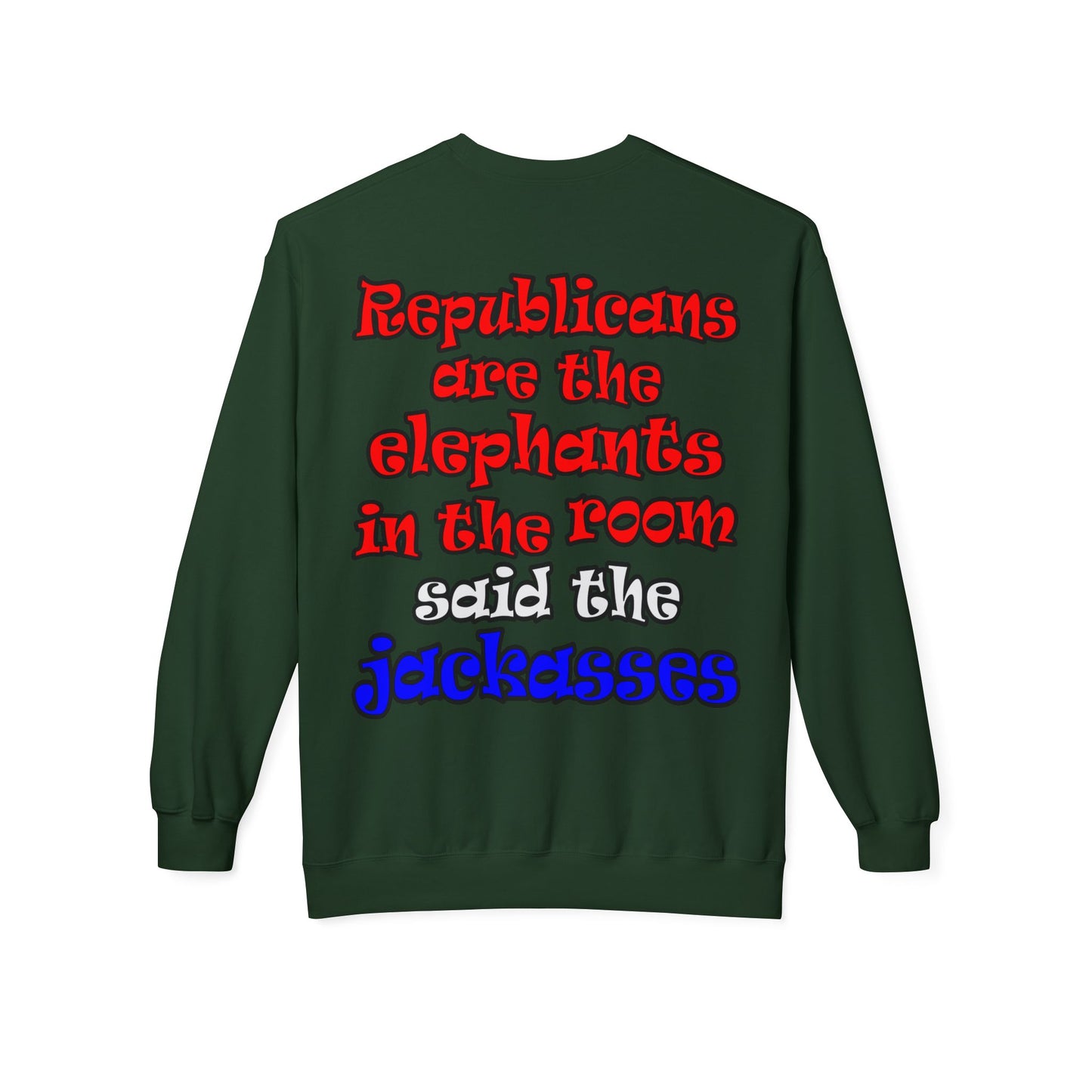 donkeys and elephants - Unisex Midweight Softstyle Fleece Crewneck Sweatshirt