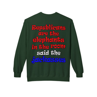donkeys and elephants - Unisex Midweight Softstyle Fleece Crewneck Sweatshirt