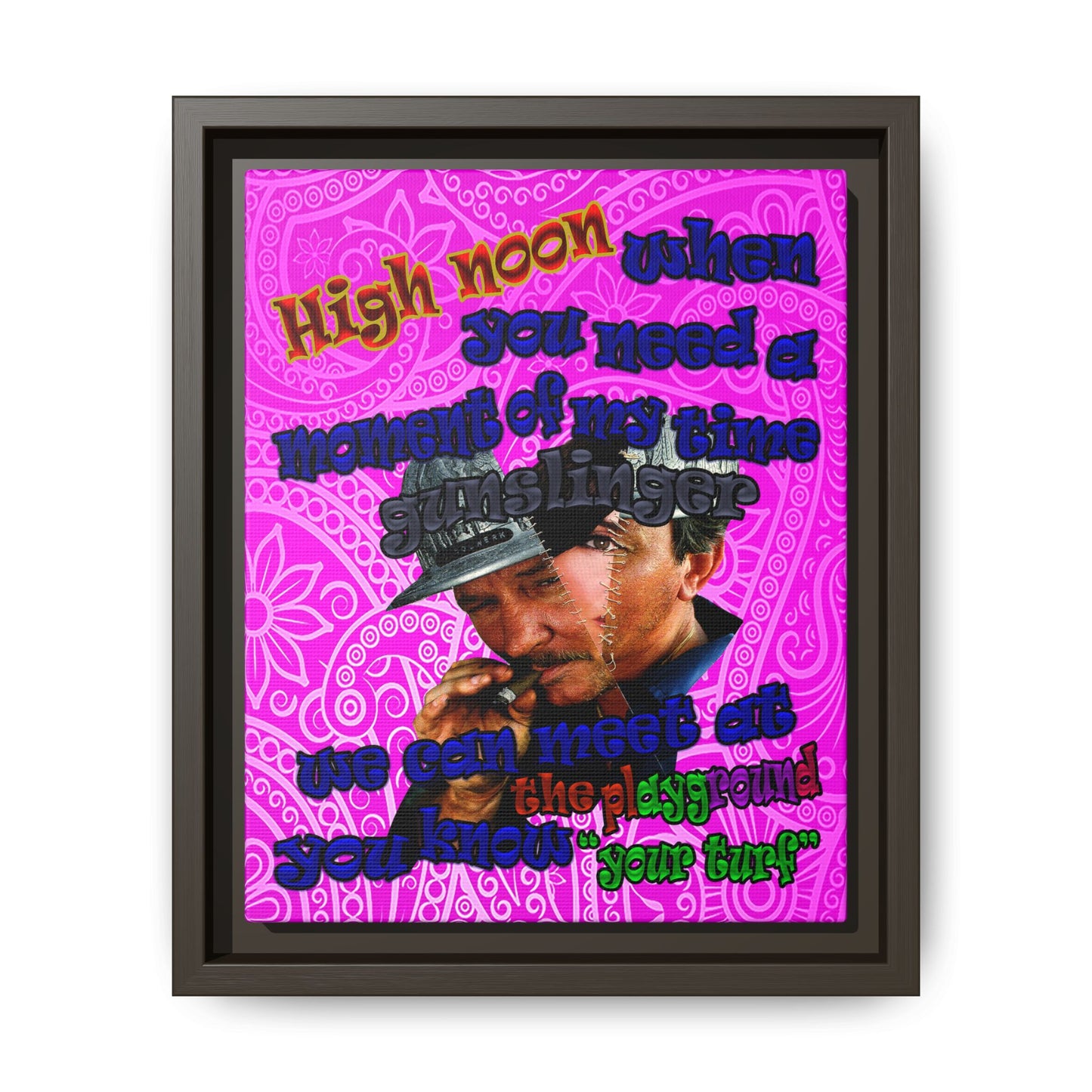 high noon - framed canvas art (pink swirl)