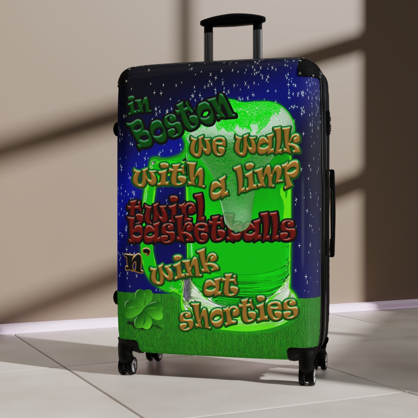 celtics logo - Suitcase ('snoops' background)