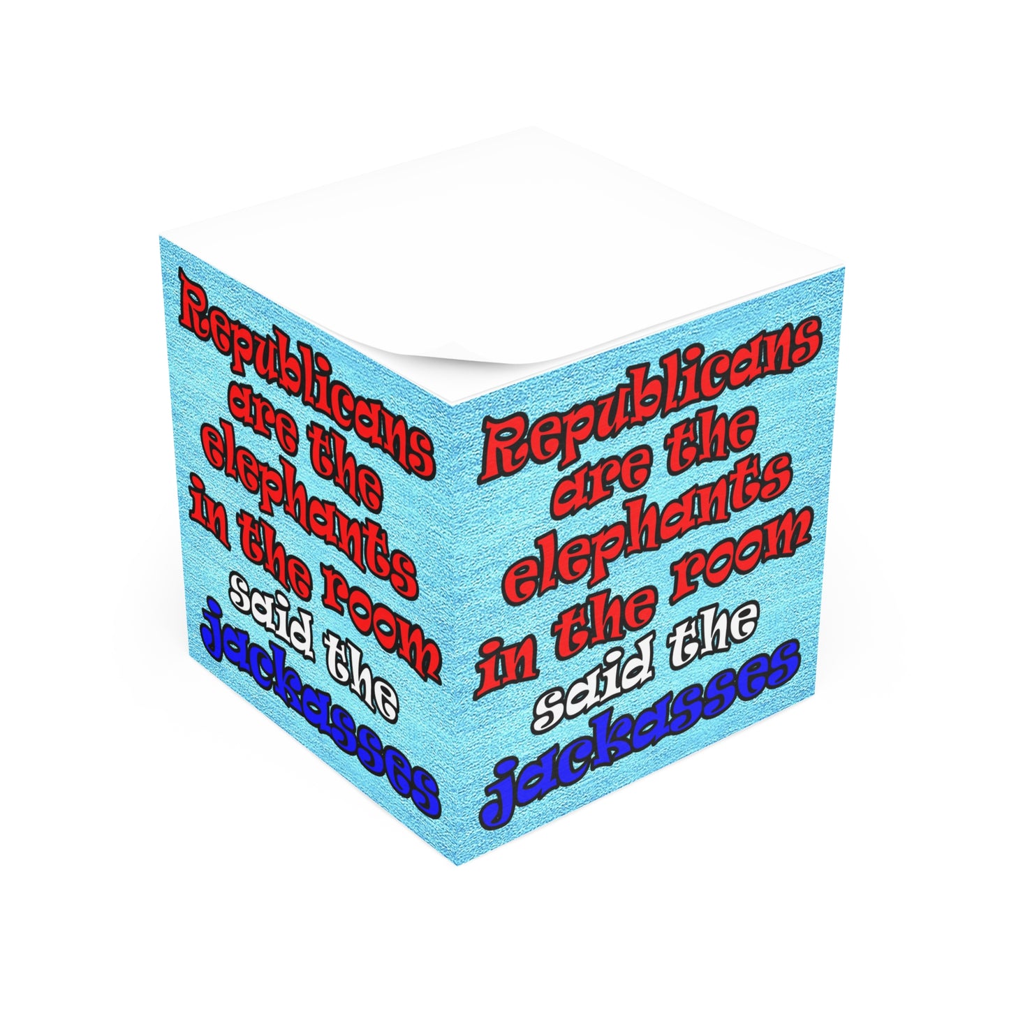 donkeys and elephants - note cube (faded blue)
