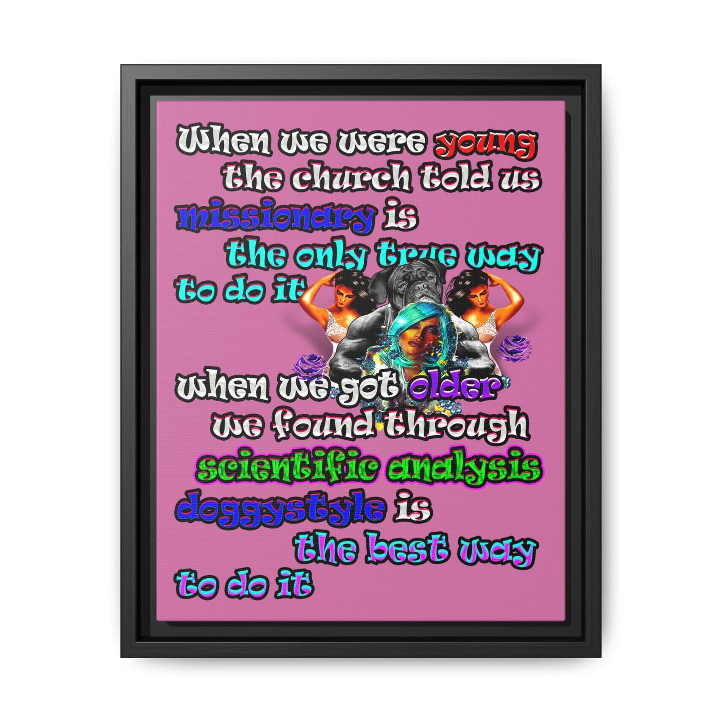 doggystyle - framed canvas art (light pink)