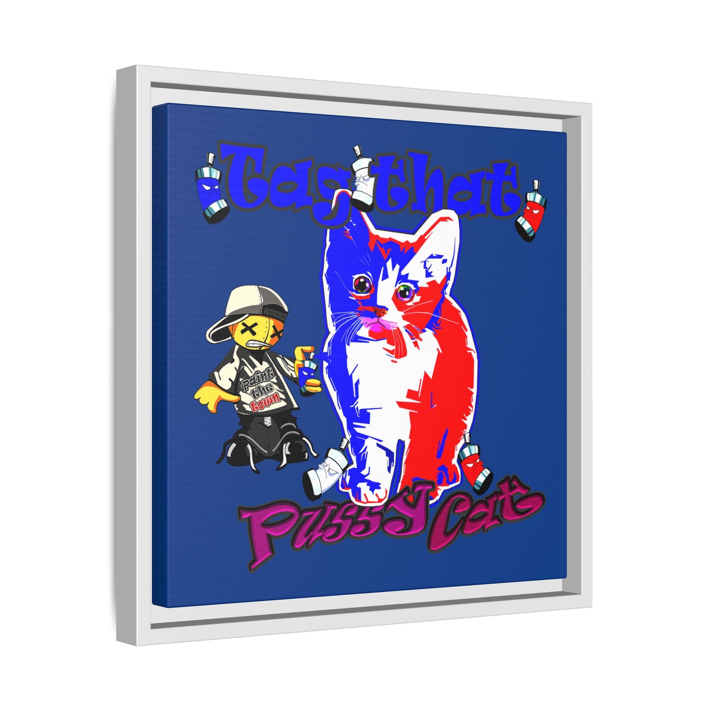 tag that - framed canvas art (dark blue)