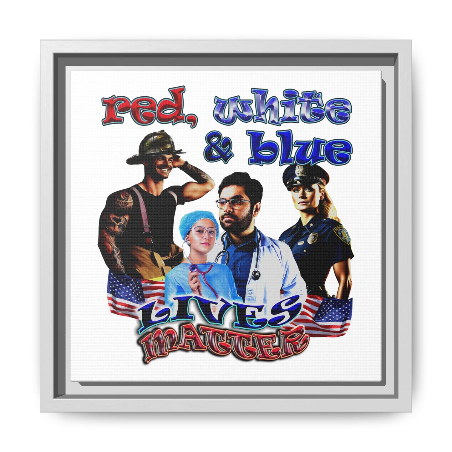 rw&b lives matter - framed canvas art (white)