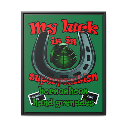 my luck - framed canvas art (dark green)