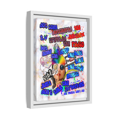 drop the beat - framed canvas art (white marble)