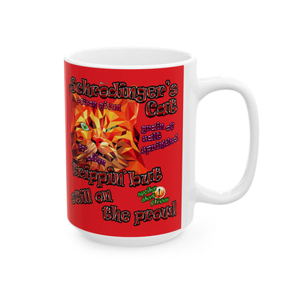 schrodinger's cat - White Mug (red)