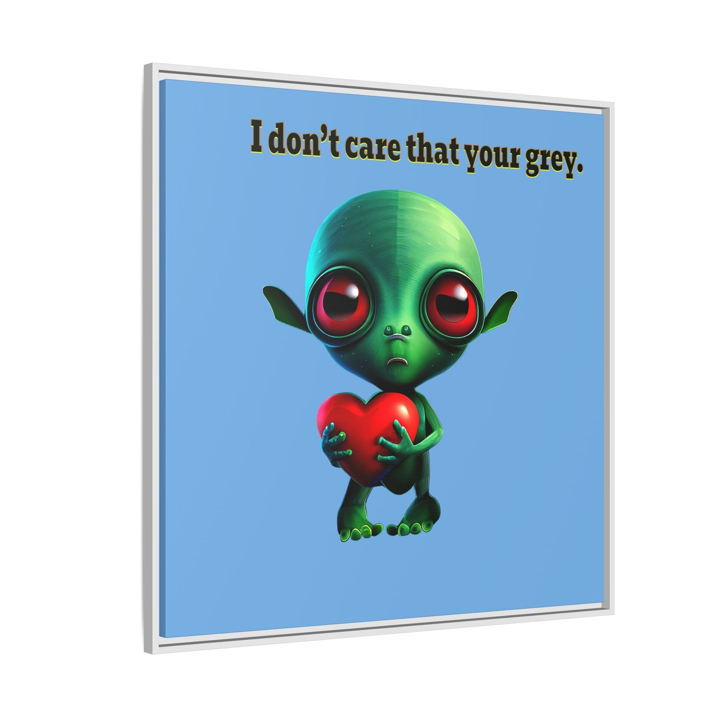 I don't care that your grey - framed canvas art (light blue)