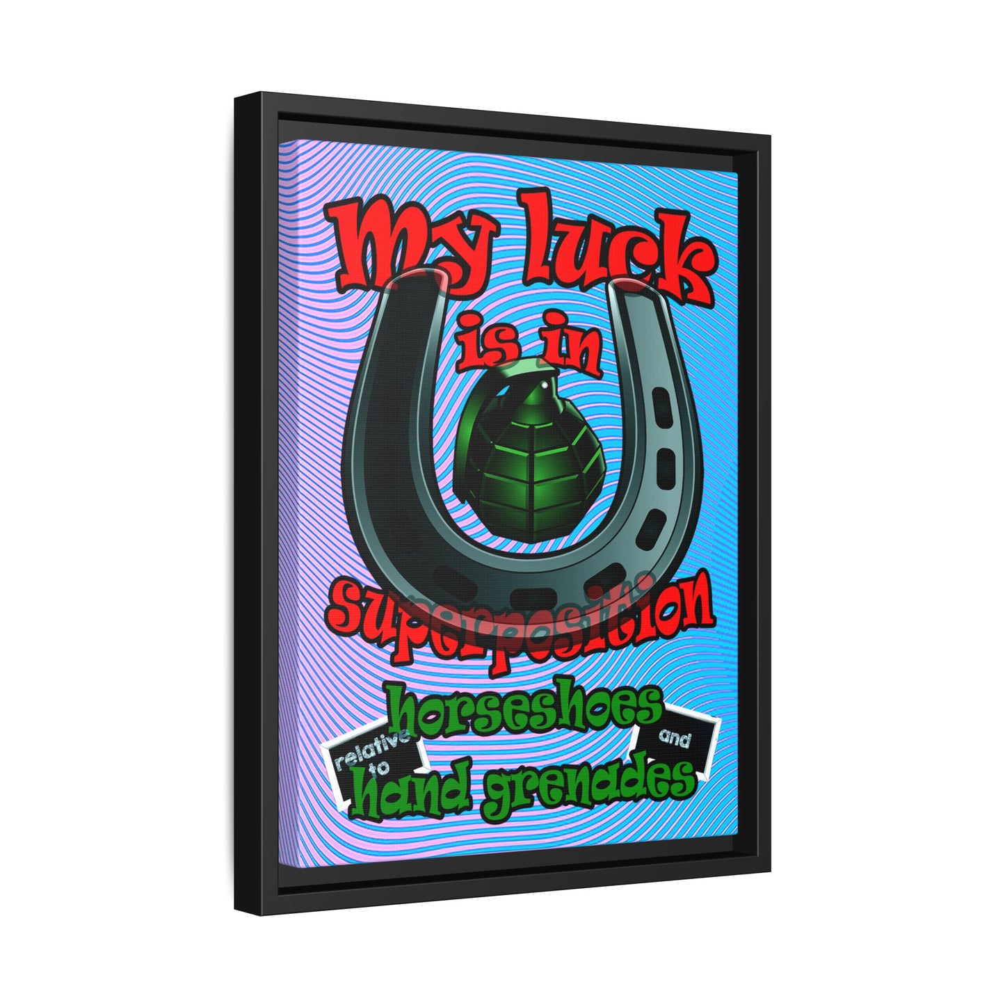 my luck - framed canvas art (light blue-purple wave)