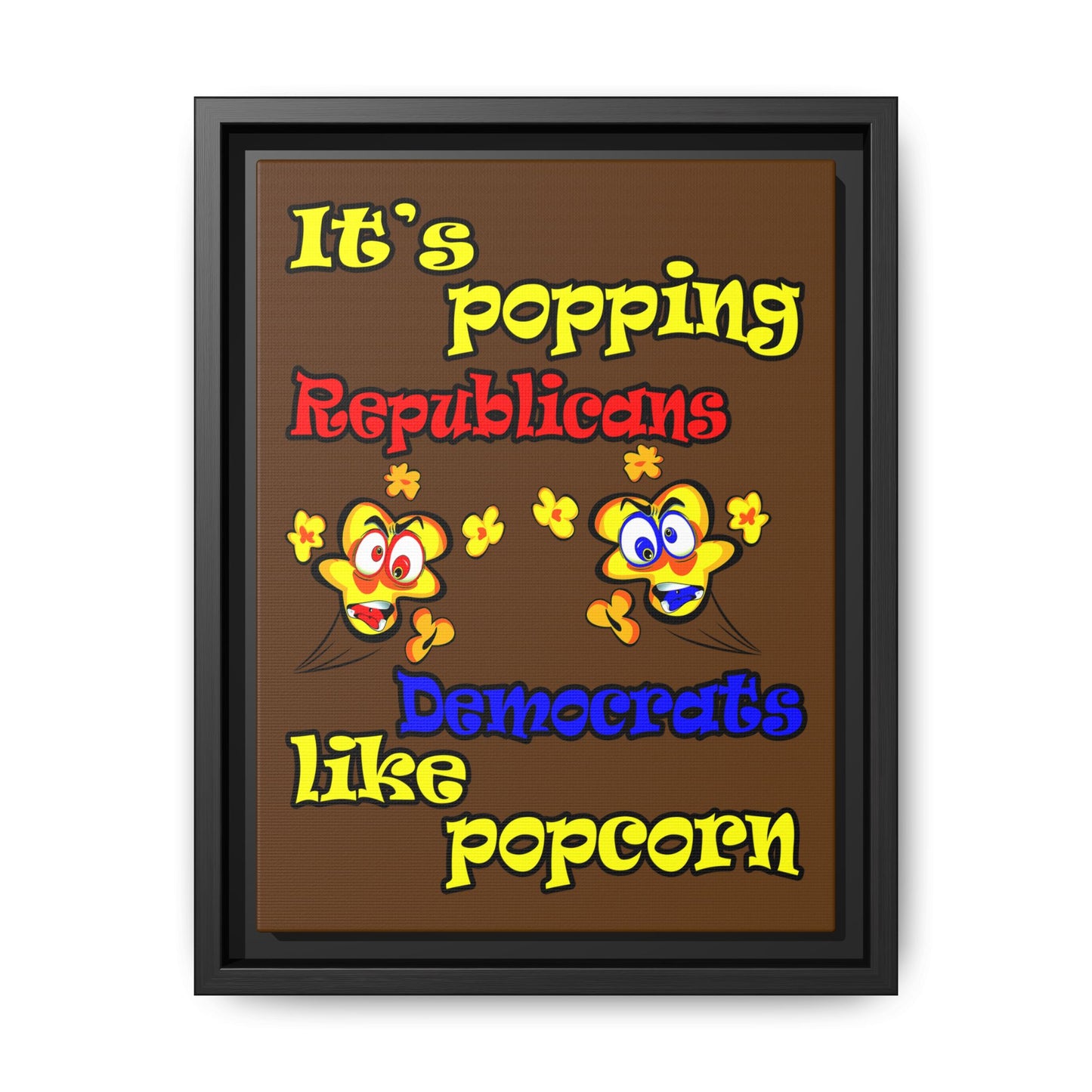 popping like popcorn - framed canvas art (brown)