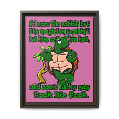 turtle race - framed canvas art (light pink)