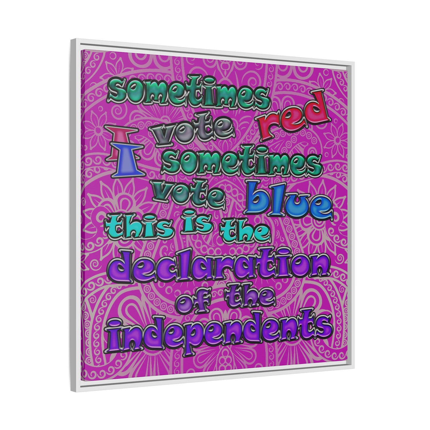 declaration of the independents - framed canvas art (pink swirl)