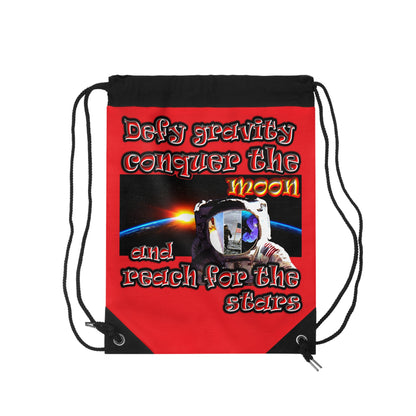 defy conquer reach - Drawstring Bag (red)