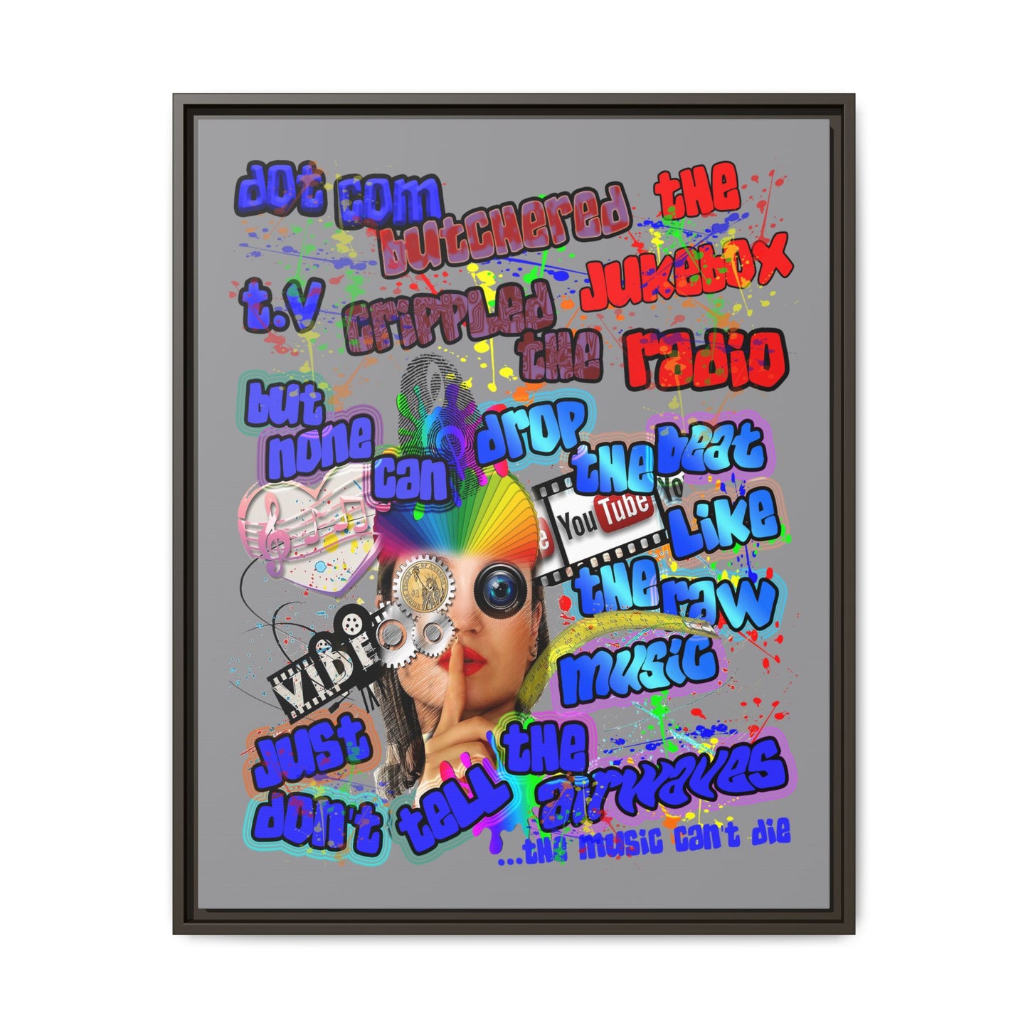 drop the beat - framed canvas art (grey)