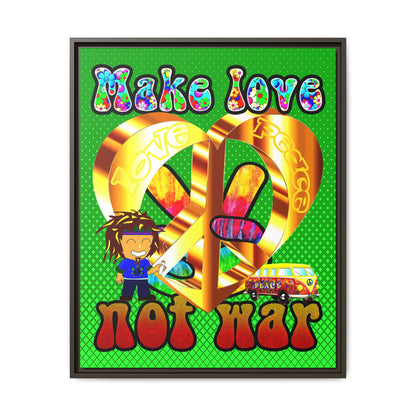 love peace - framed canvas art (logo green)