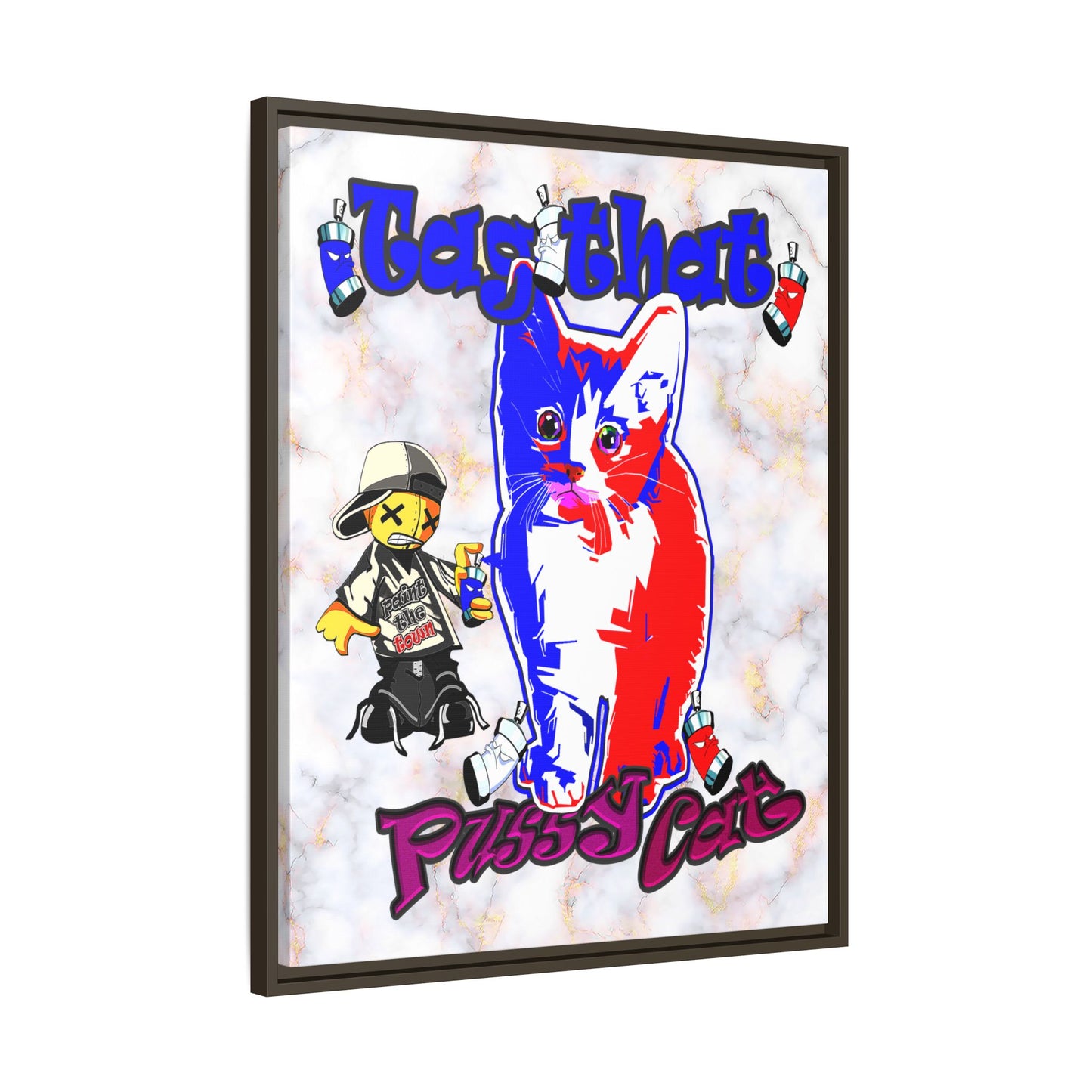 tag that - framed canvas art (white marble)