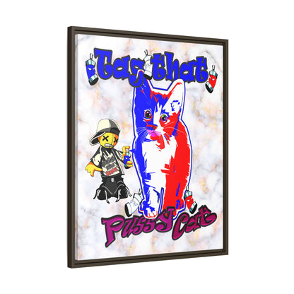 tag that - framed canvas art (white marble)