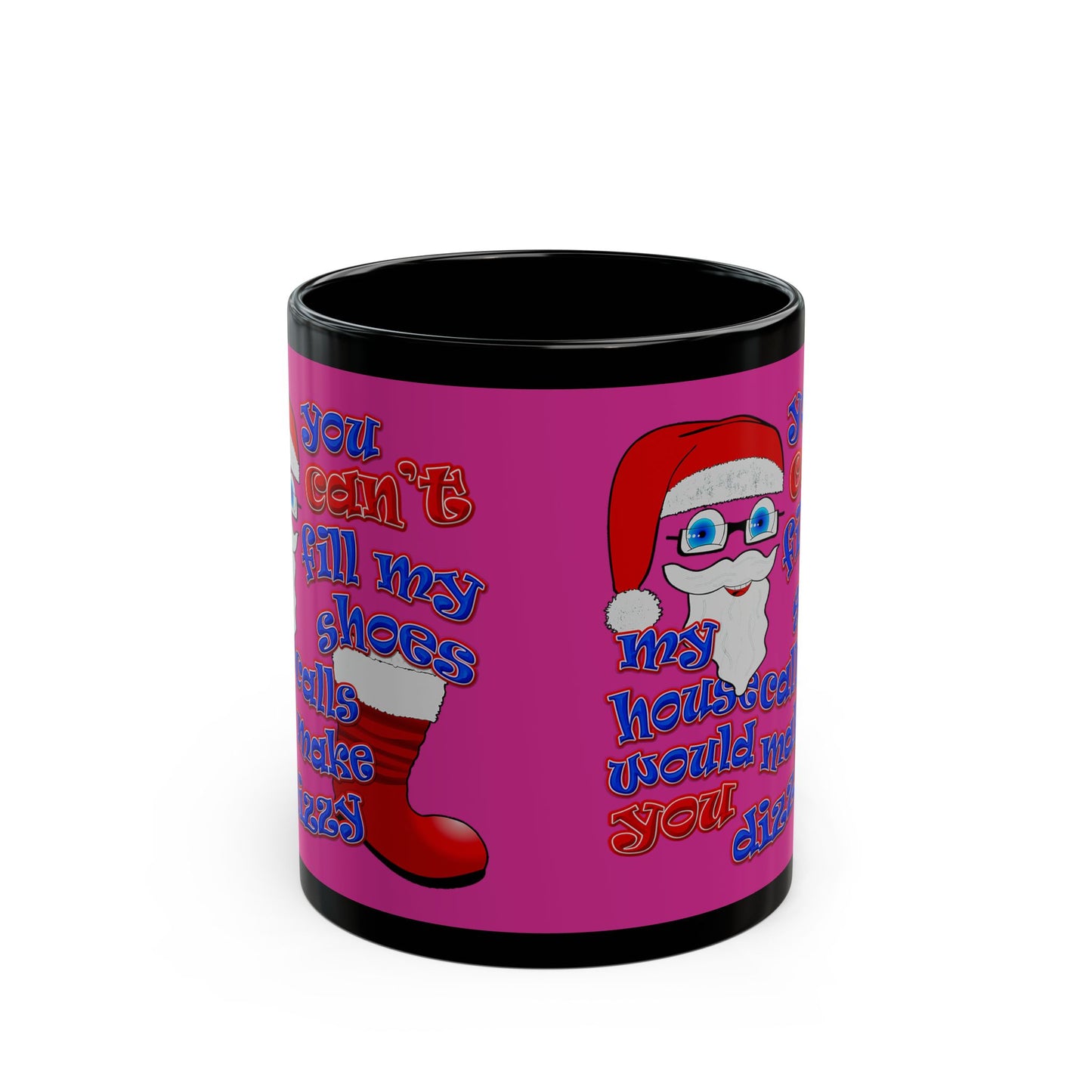 santa's shoes - Black Mug (pink)