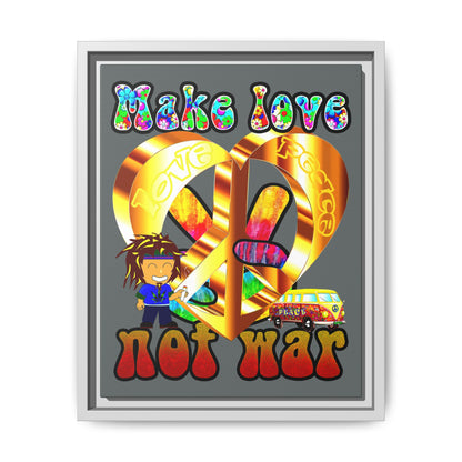 love peace - framed canvas art (dark grey)