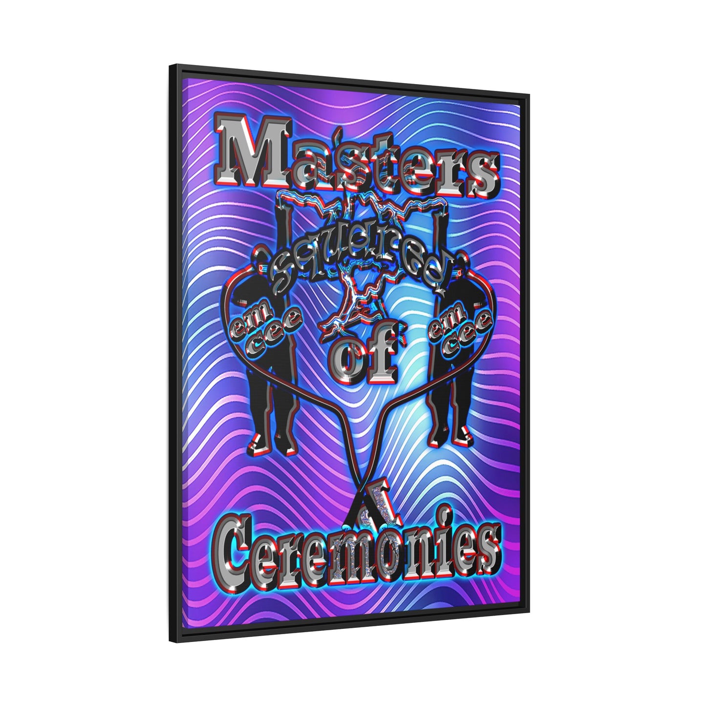 em cee squared - framed canvas art (purple wave)