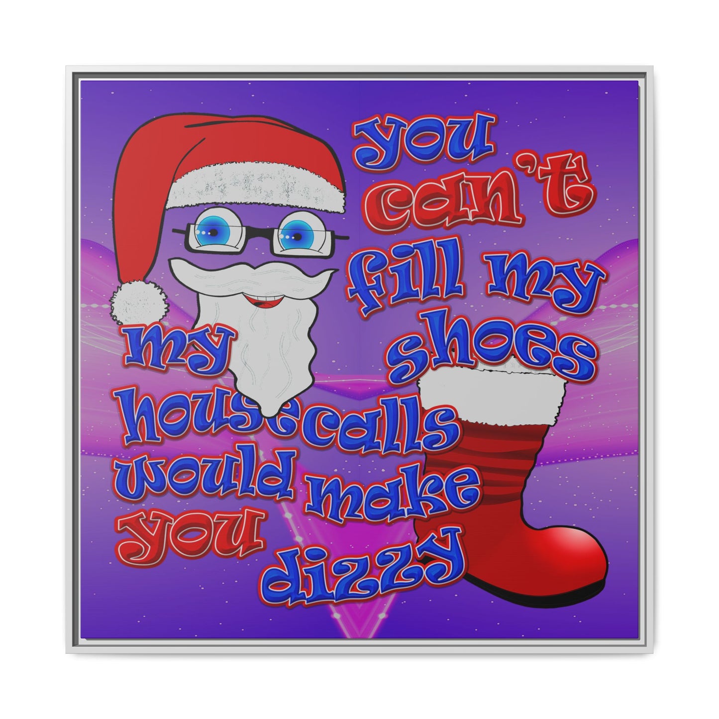 santa's shoes - framed canvas art (purple-pink wave)