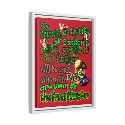 christmas spirits of boston - framed canvas art (dark red)