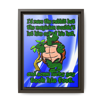 turtle race - framed canvas art (blue-white wave)
