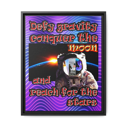 defy conquer reach - framed canvas art (purple wave)
