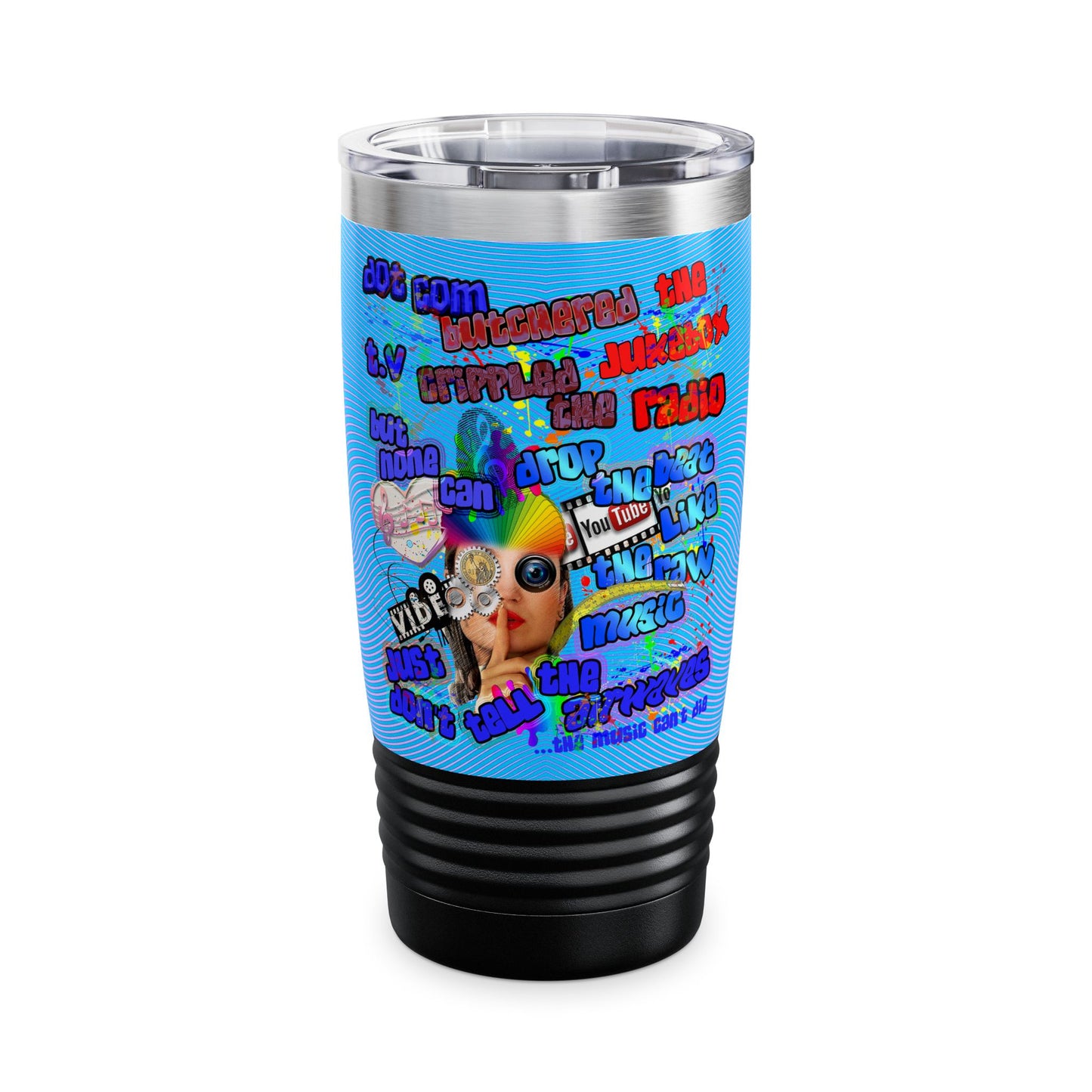 drop the beat - Ringneck Tumbler, 20oz  (light blue-purple wave)