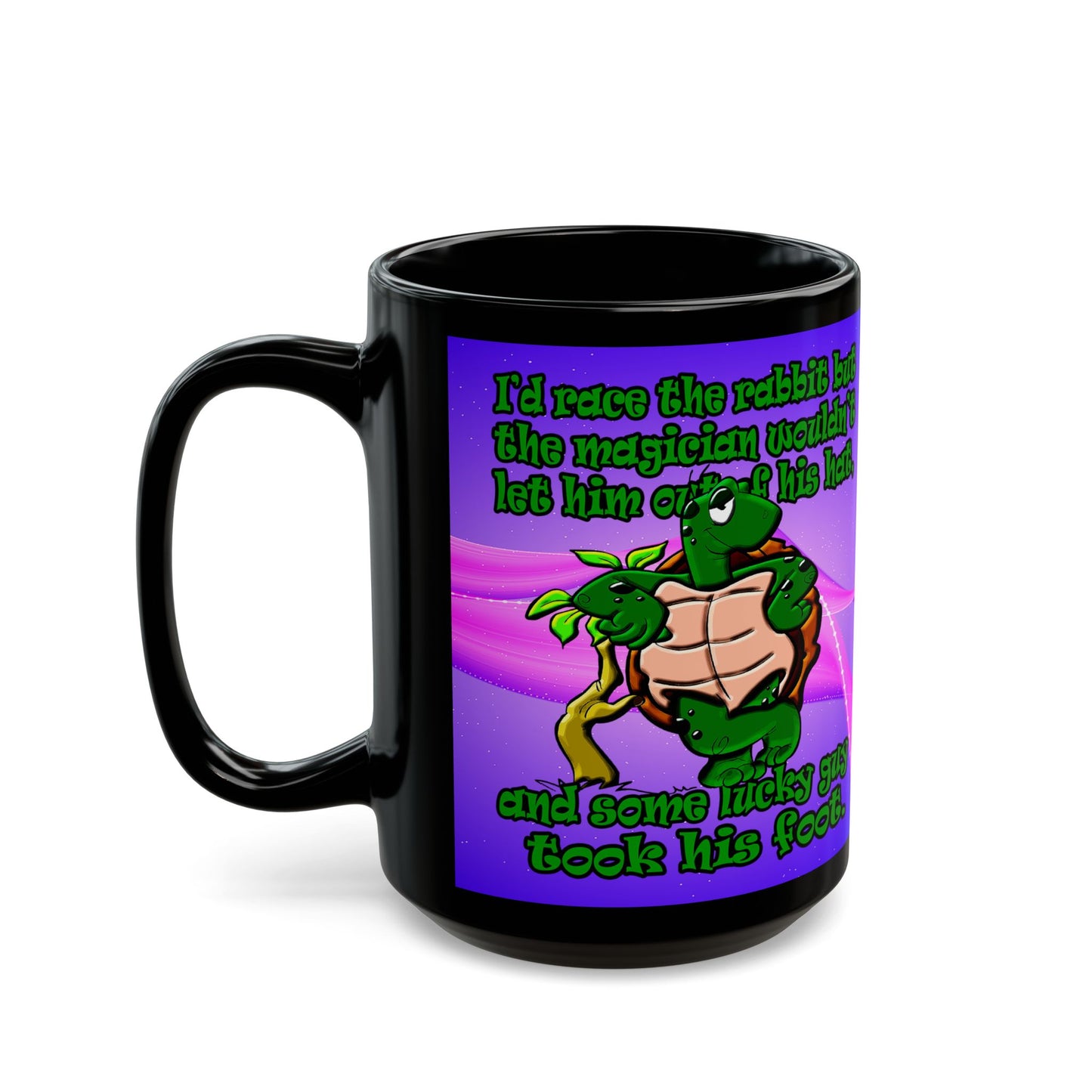 turtle race - Black Mug (purple-pink wave)