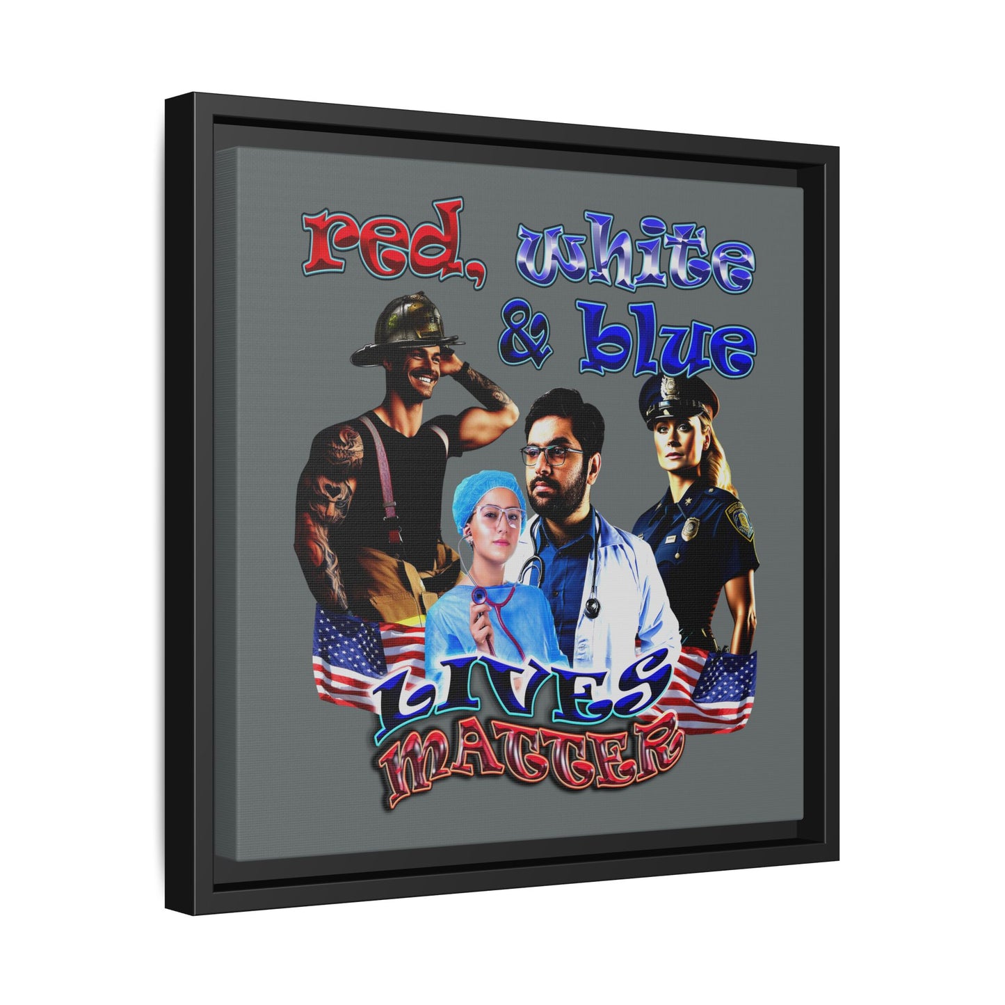 rw&b lives matter - framed canvas art (dark grey)