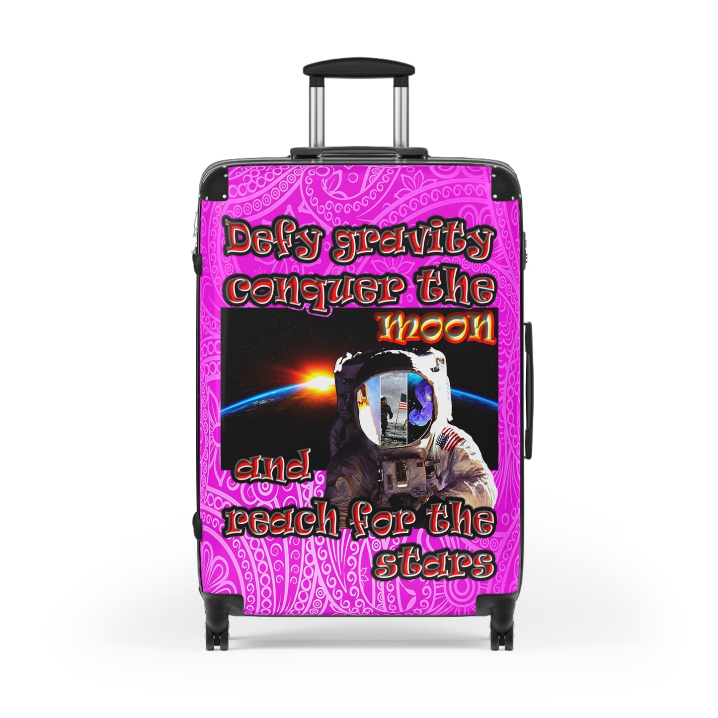 defy conquer reach - Suitcase (pink swirl)