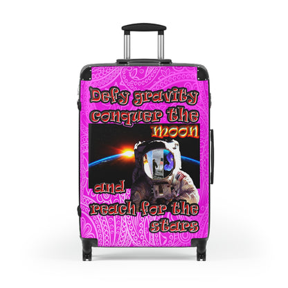 defy conquer reach - Suitcase (pink swirl)